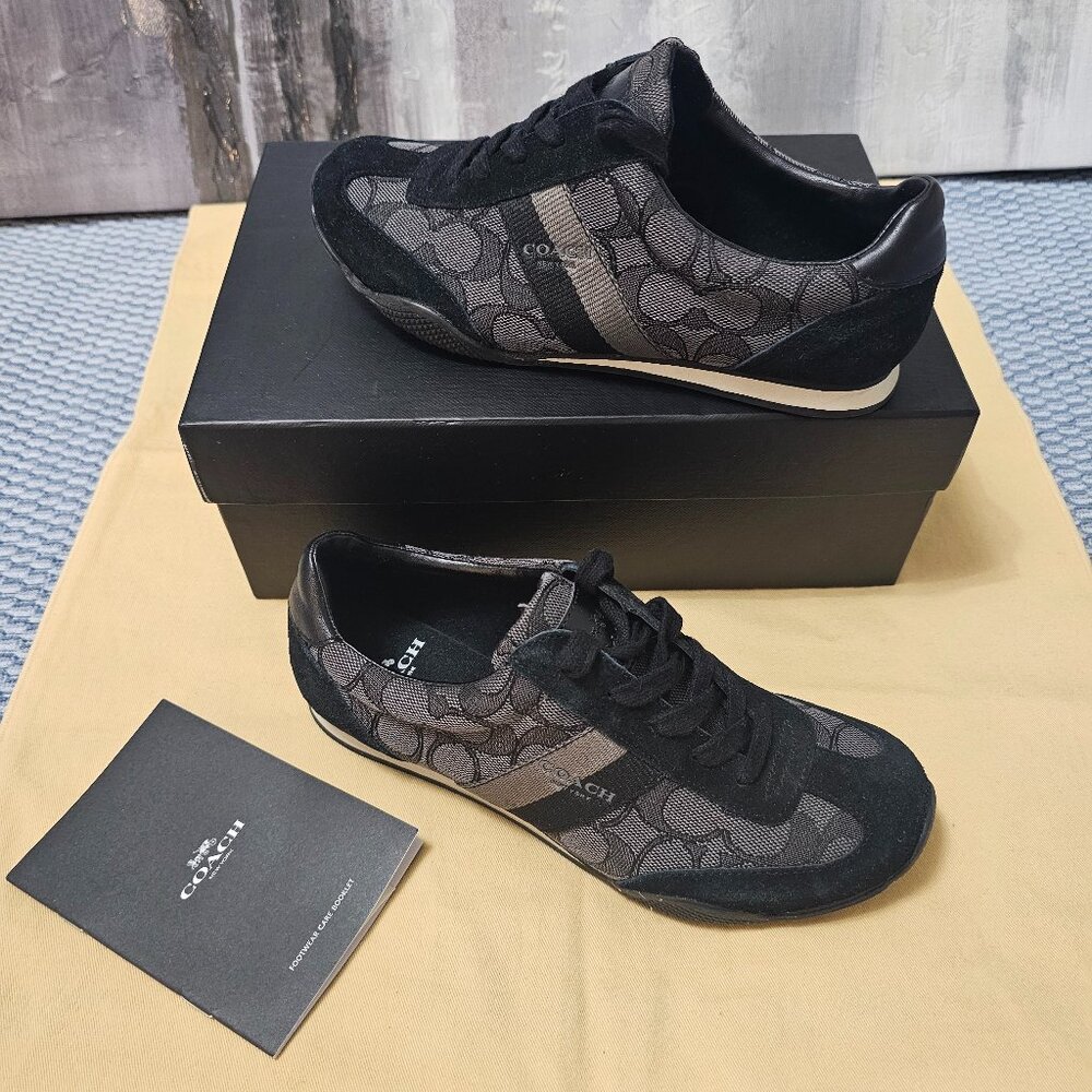 NEW Coach Kelson Outline Signature Suade Black Sneakers Y2K laced up Size 6 - Picture 5 of 9
